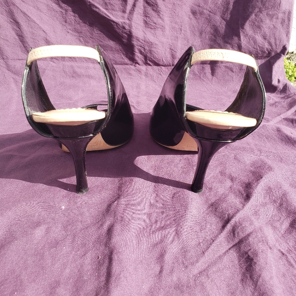 MARC JACOBS black patent leather peep-toe slingback heels s6.5 - Picture 3 of 5